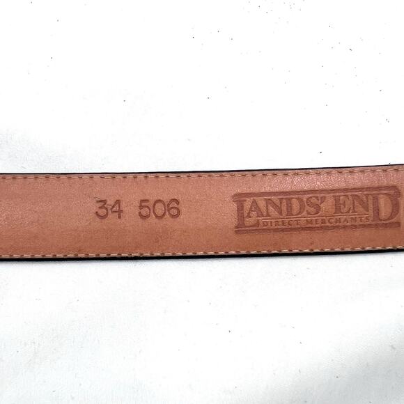 Lands' End Black Leather Belt With Brass Buckle Mens Size 34 - Picture 6 of 7
